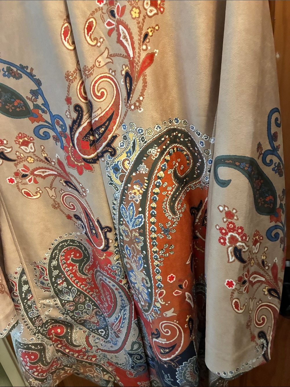 Chico’s Paisley Print Faux Suede Topper - Picture 2 of 7
